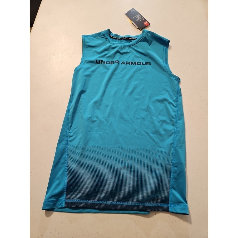 Under Armour heatgear sleeveless compression shirt Blue  sz Boys XL NWT (A1230)